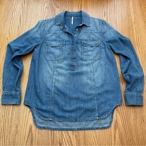 Free People Denim Button Popover Shirt Size Small